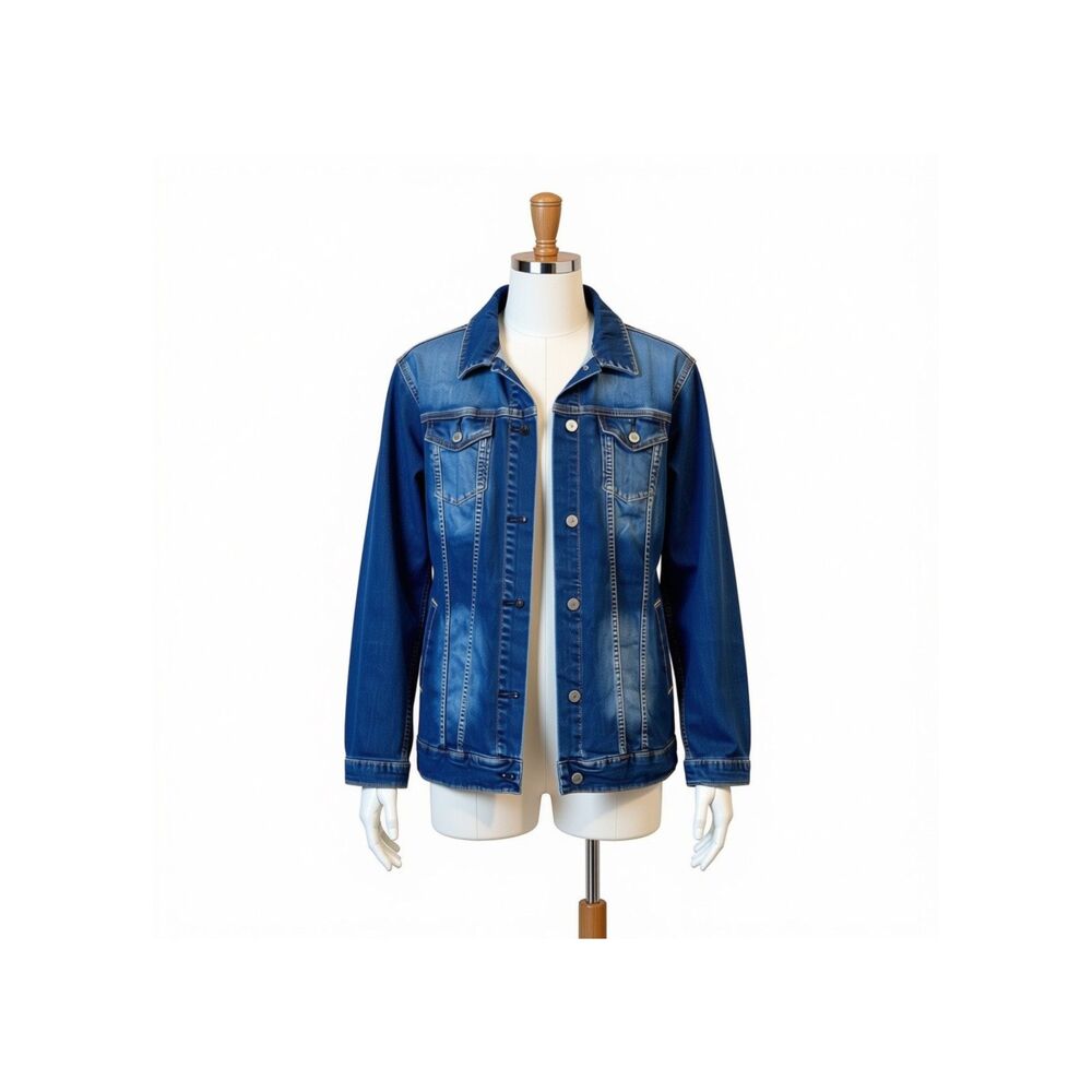 LuLaRoe Jaxon Long Distressed Denim Jacket Medium Wash Size XL